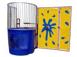 Image of blue dunk tank with yellow target.
